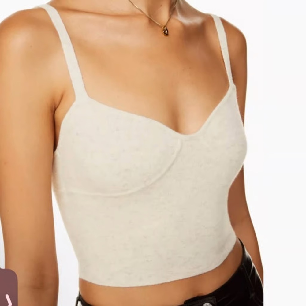 Aritzia Wilfred Sicily Bustier sweater tank top Cream Cropped Tank Top Sz XS
